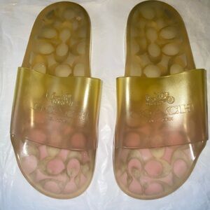 Coach Transparent Gold and Pink Slides 6 M